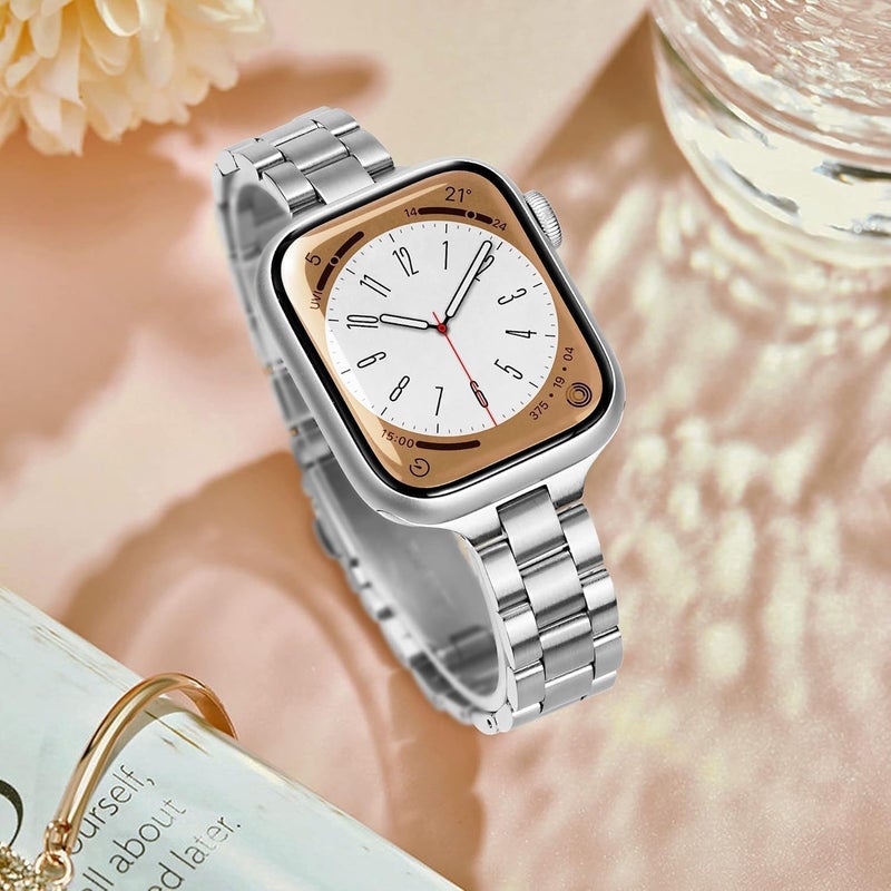 Ofrdncy Slim Metal Band Compatible For Apple Watch Band 49mm 46mm 45mm 44mm 42mm 41mm 40mm 38mm, Premium Stainless Steel Apple Watch Strap for iWatch Ultra 2/1 Series 1-11 SE - Image 1