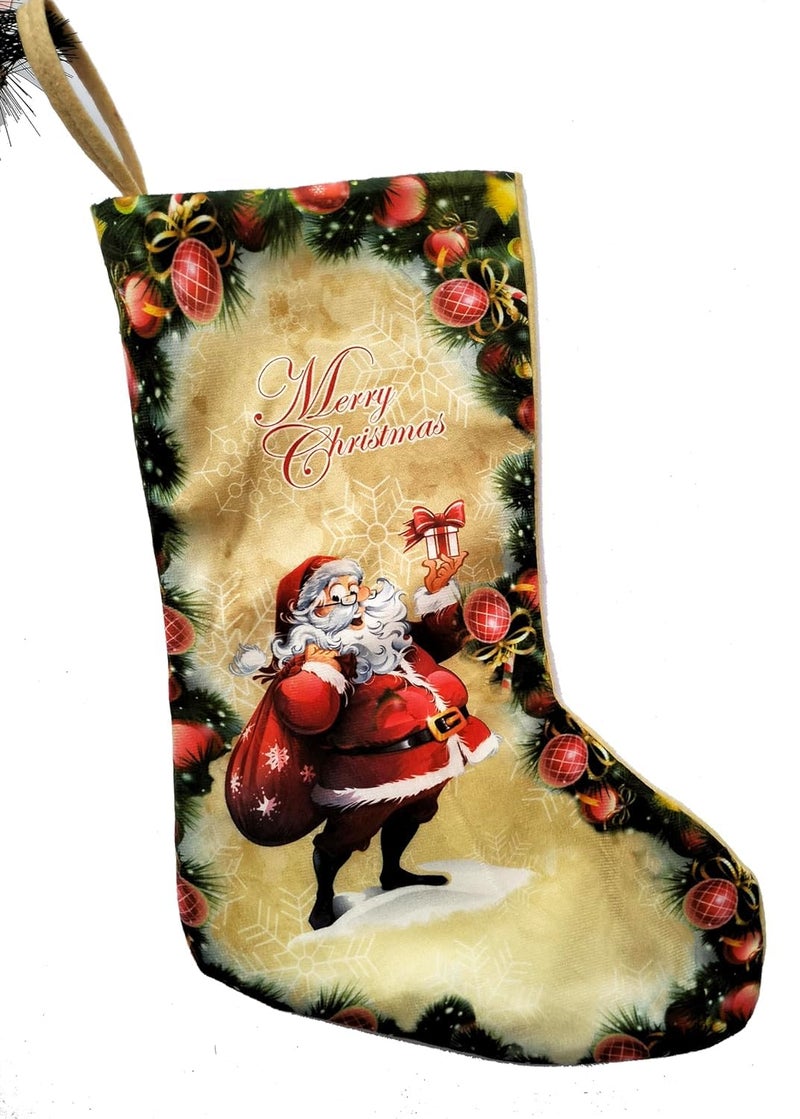 Partunay Partunay 1 Pcs Extra Larze Large Christmas Printed Stocking Socks Candy Gift Bag Christmas Xmas Tree Hanging Ornaments Xmas Christmas Decoration Item Christmas Ornaments