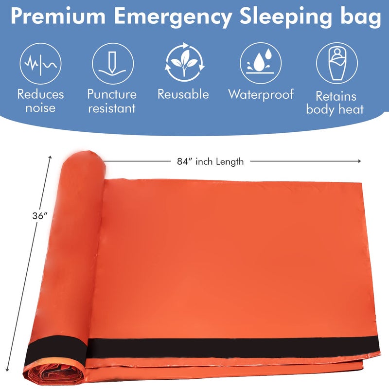 NOVAMEDIC حقيبة نوم طوارئ نوفا ميديك 5 عبوات - 84"x36" كيس بيفي حراري من مايلار للبقاء - بطانية طوارئ مقاومة للماء، خفيفة الوزن ومضغوطة للتخييم، المشي، البقاء في الهواء الطلق والسفر - Image 2