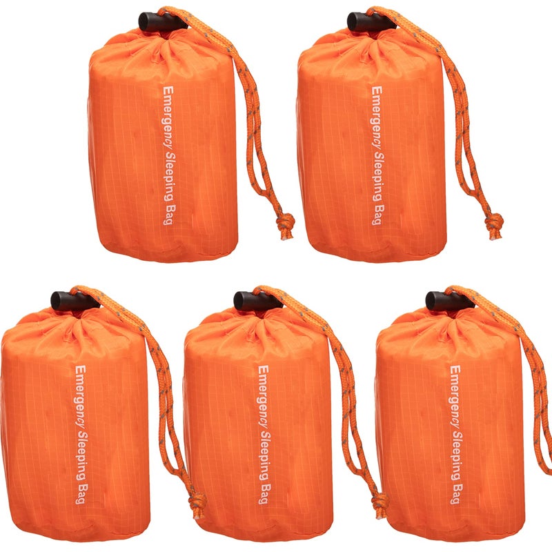 NOVAMEDIC حقيبة نوم طوارئ نوفا ميديك 5 عبوات - 84"x36" كيس بيفي حراري من مايلار للبقاء - بطانية طوارئ مقاومة للماء، خفيفة الوزن ومضغوطة للتخييم، المشي، البقاء في الهواء الطلق والسفر - Image 1