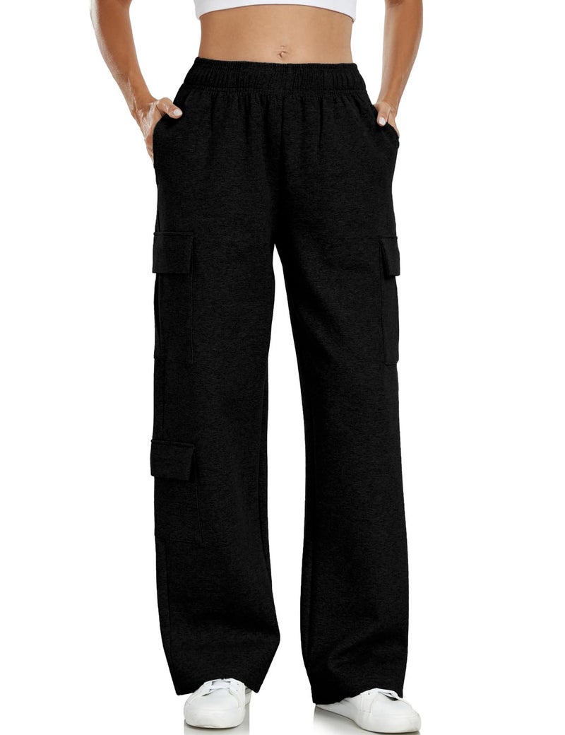 Inno 28" 31" 34" 36" Womens Cargo Sweatpants Y2K Casual Baggy Wide Leg Pants Cotton Jogger Fashion 2026 Trendy,Black,S,Tall-34 Inseam - Image 2