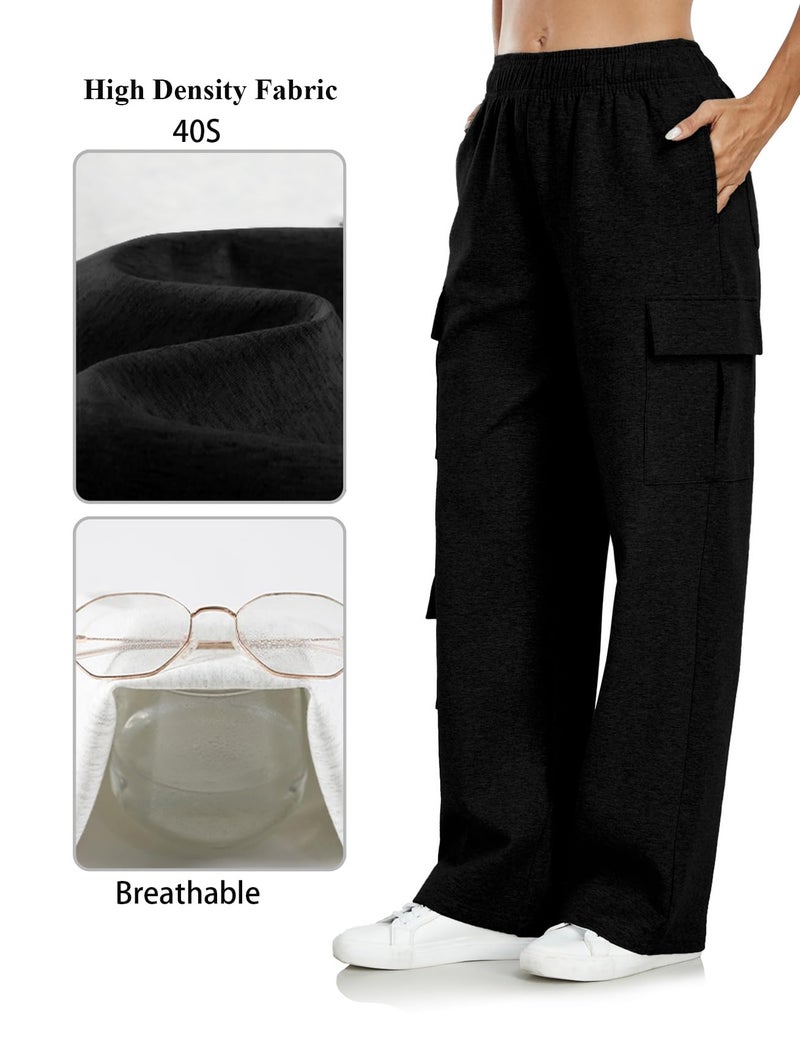 Inno 28" 31" 34" 36" Womens Cargo Sweatpants Y2K Casual Baggy Wide Leg Pants Cotton Jogger Fashion 2026 Trendy,Black,S,Tall-34 Inseam - Image 4