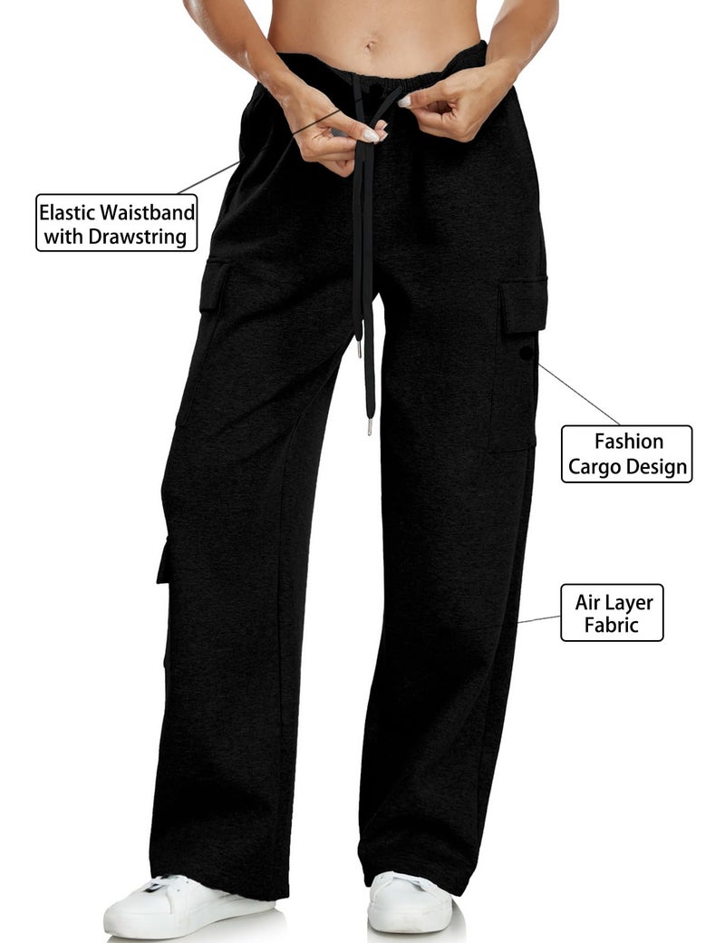 Inno 28" 31" 34" 36" Womens Cargo Sweatpants Y2K Casual Baggy Wide Leg Pants Cotton Jogger Fashion 2026 Trendy,Black,S,Tall-34 Inseam - Image 5