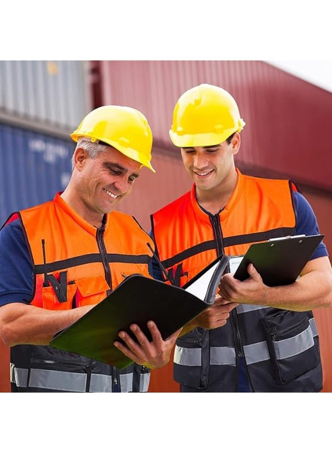OSCO-TOOLS Orange & Black Engineer Vest with Zipper - 209g, a high-quality safety vest, lightweight, comfortable, and practical for engineers and work teams at construction and industrial sites. - Image 2