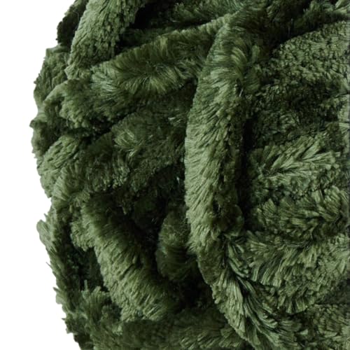 Crafted by Catherine Luxe Velvet Solid Yarn - 2 Pack (300 g / 10.5 oz, 98 Yards Each Skein), Olive, Gauge 6 Super Bulky - Image 2
