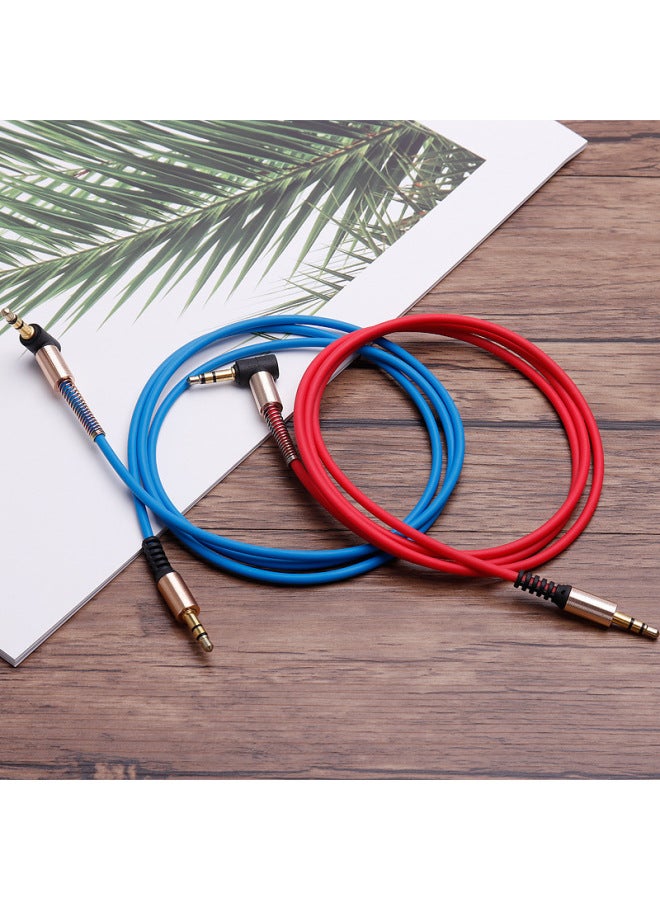 3.5mm Male-to-male Audio Recording Line Elbow Mobile Phone Computer Speaker Line Live Sound Card Car AUX Earphone Line-Color:Rose Red [bare Wire]]-Length:1 M - Image 3