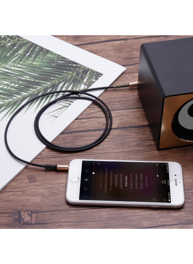 3.5mm Male-to-male Audio Recording Line Elbow Mobile Phone Computer Speaker Line Live Sound Card Car AUX Earphone Line-Color:Rose Red [bare Wire]]-Length:1 M - Image 2