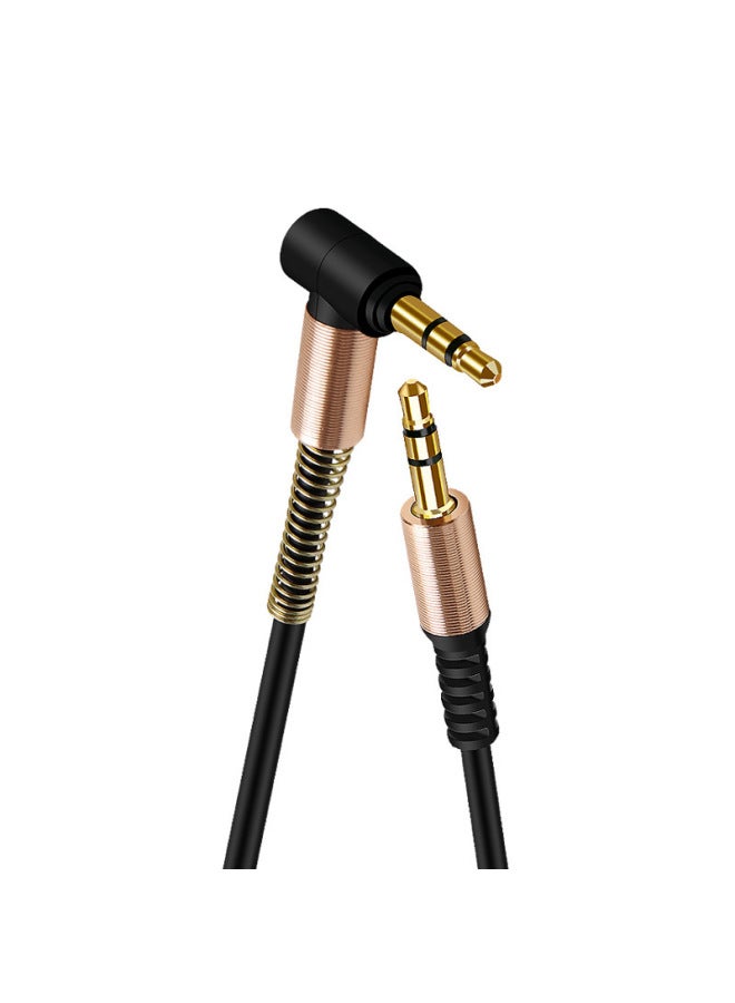 3.5mm Male-to-male Audio Recording Line Elbow Mobile Phone Computer Speaker Line Live Sound Card Car AUX Earphone Line-Color:Rose Red [bare Wire]]-Length:1 M - Image 5