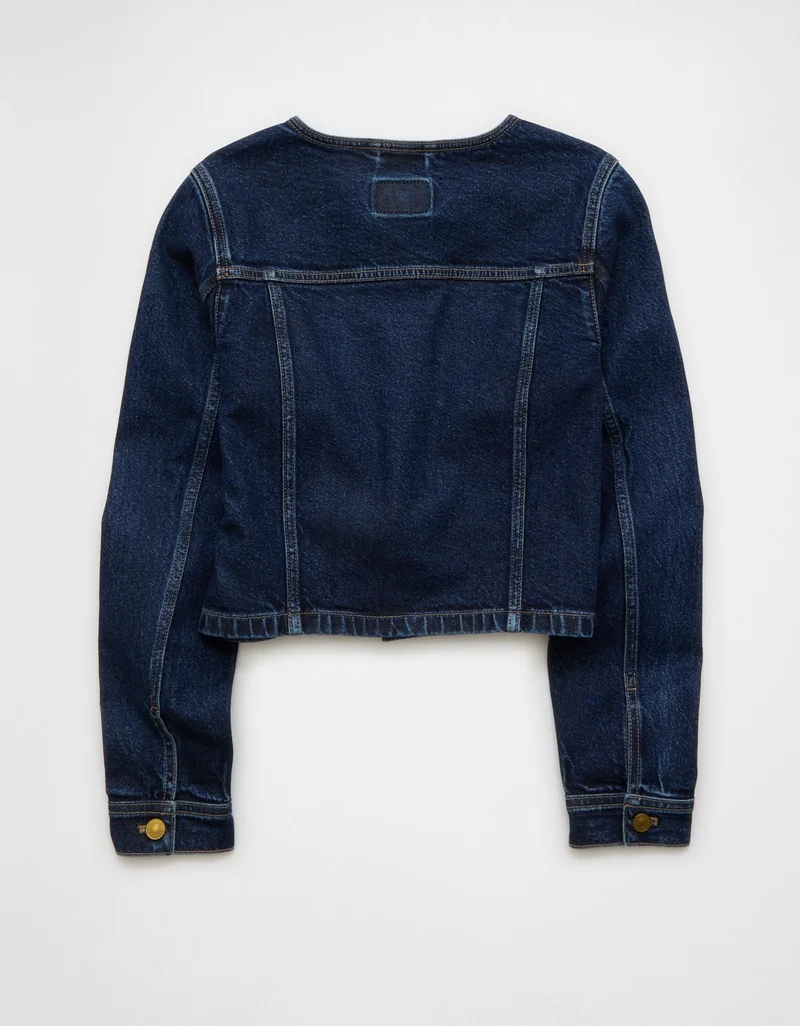 American Eagle  AE Collarless Cinched Denim Jacket for Women | Best Price UAE