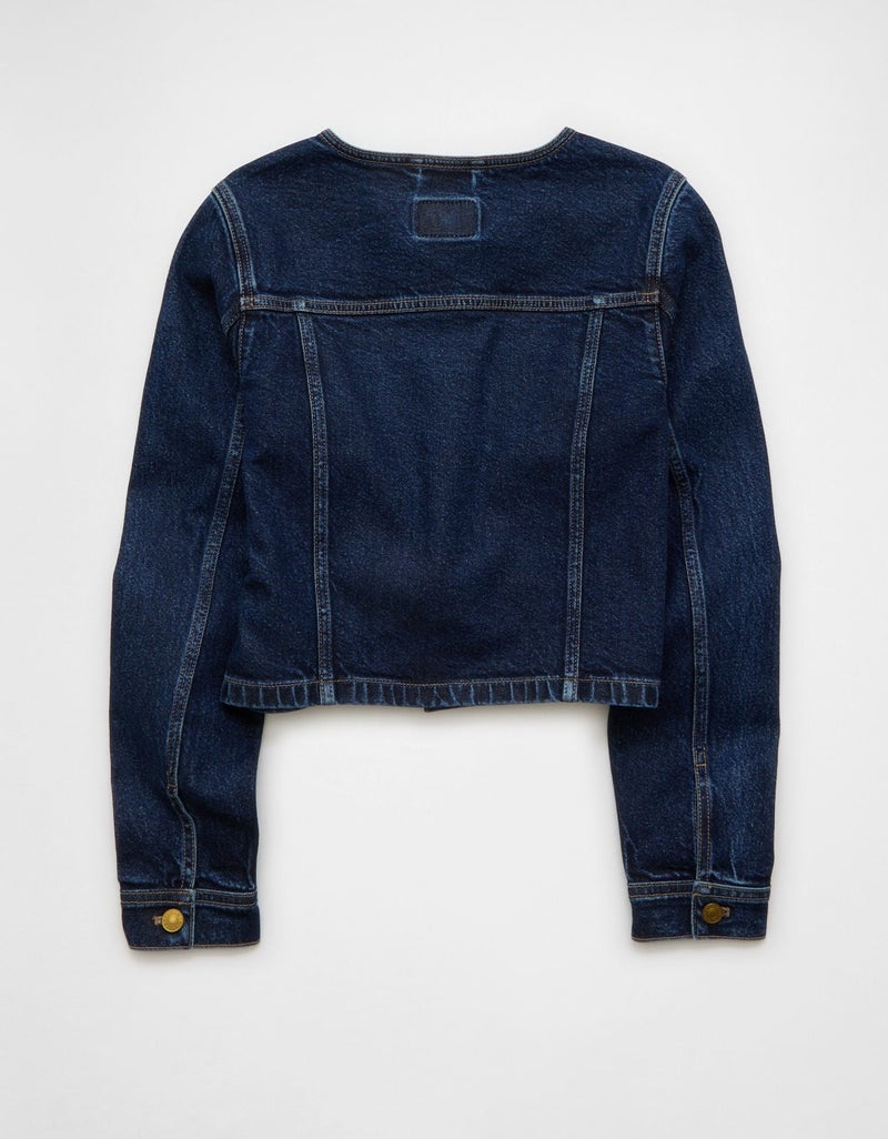 American Eagle AE Collarless Cinched Denim Jacket - Image 5