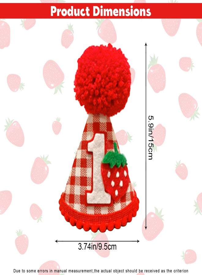 Ysqool Strawberry First Birthday Hat for Girls, Berry 1st Birthday Crown, Sweet One Cake Smash Hat, Strawberry Theme Decorations and Party Supplies - Image 2
