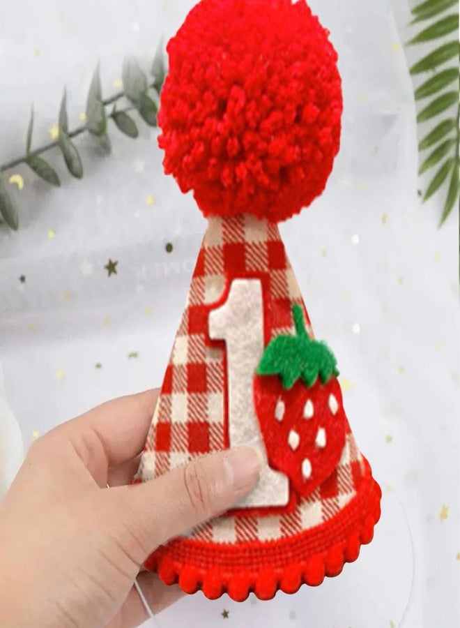 Ysqool Strawberry First Birthday Hat for Girls, Berry 1st Birthday Crown, Sweet One Cake Smash Hat, Strawberry Theme Decorations and Party Supplies - Image 4