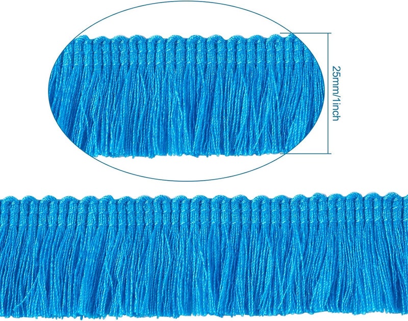 Mega Pet MegaPet Polyester Fringe Tassel Lace Trim 1 Inch x 82 Feet Chainette Fringe Fibre Trim CornflowerBlue for Sewing Quilting Lampshade Curtain Decoration - Image 4