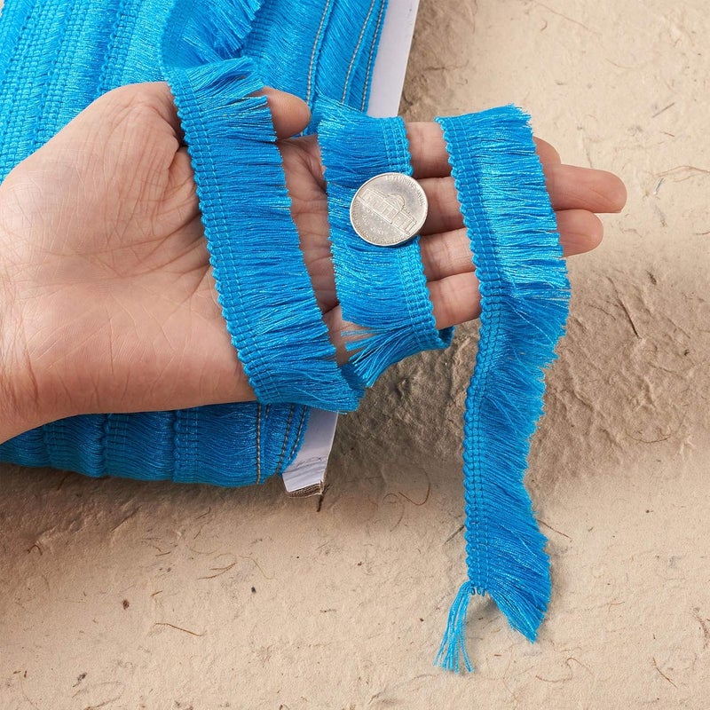 Mega Pet MegaPet Polyester Fringe Tassel Lace Trim 1 Inch x 82 Feet Chainette Fringe Fibre Trim CornflowerBlue for Sewing Quilting Lampshade Curtain Decoration - Image 5