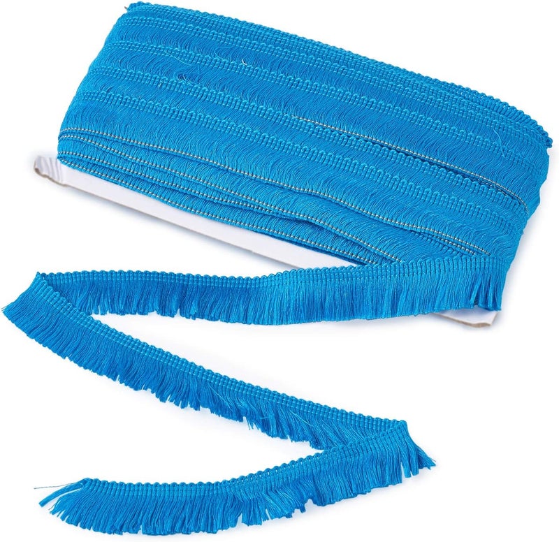 Mega Pet MegaPet Polyester Fringe Tassel Lace Trim 1 Inch x 82 Feet Chainette Fringe Fibre Trim CornflowerBlue for Sewing Quilting Lampshade Curtain Decoration - Image 1