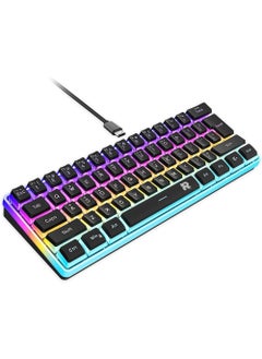 Rock Pow 60% Hotswap Mechanical Feeling Gaming Keyboard with PBT Pudding Keycaps,RGB Backlit Wired USB Optical Switches Keyboards Full Keys Programmable for Windows MAC PC Gamers Gateron Optical Blue
