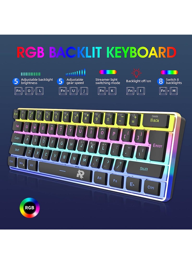 Rock Pow - Rock Pow 60% Hotswap Mechanical Feeling Gaming Keyboard with PBT Pudding Keycaps,RGB Backlit Wired USB Optical Switches Keyboards Full Keys Programmable for Windows MAC PC Gamers Gateron Optical Blue - Image 1