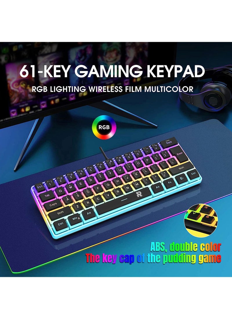 Rock Pow - Rock Pow 60% Hotswap Mechanical Feeling Gaming Keyboard with PBT Pudding Keycaps,RGB Backlit Wired USB Optical Switches Keyboards Full Keys Programmable for Windows MAC PC Gamers Gateron Optical Blue - Image 1