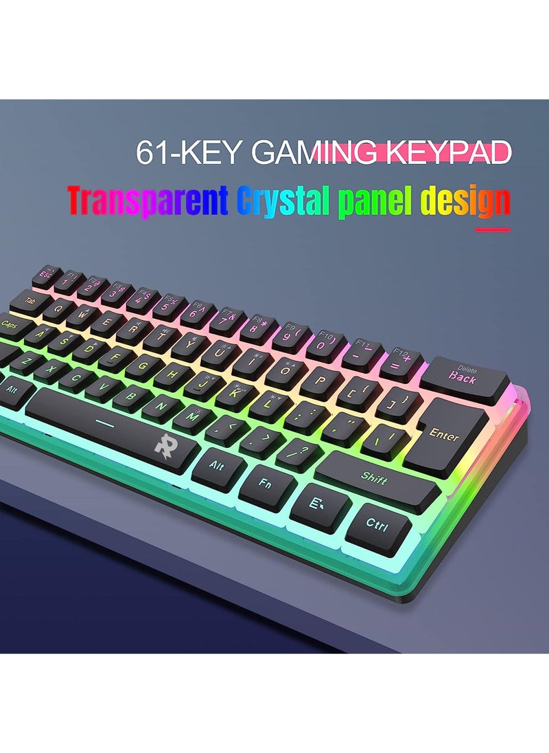 Rock Pow - Rock Pow 60% Hotswap Mechanical Feeling Gaming Keyboard with PBT Pudding Keycaps,RGB Backlit Wired USB Optical Switches Keyboards Full Keys Programmable for Windows MAC PC Gamers Gateron Optical Blue - Image 1
