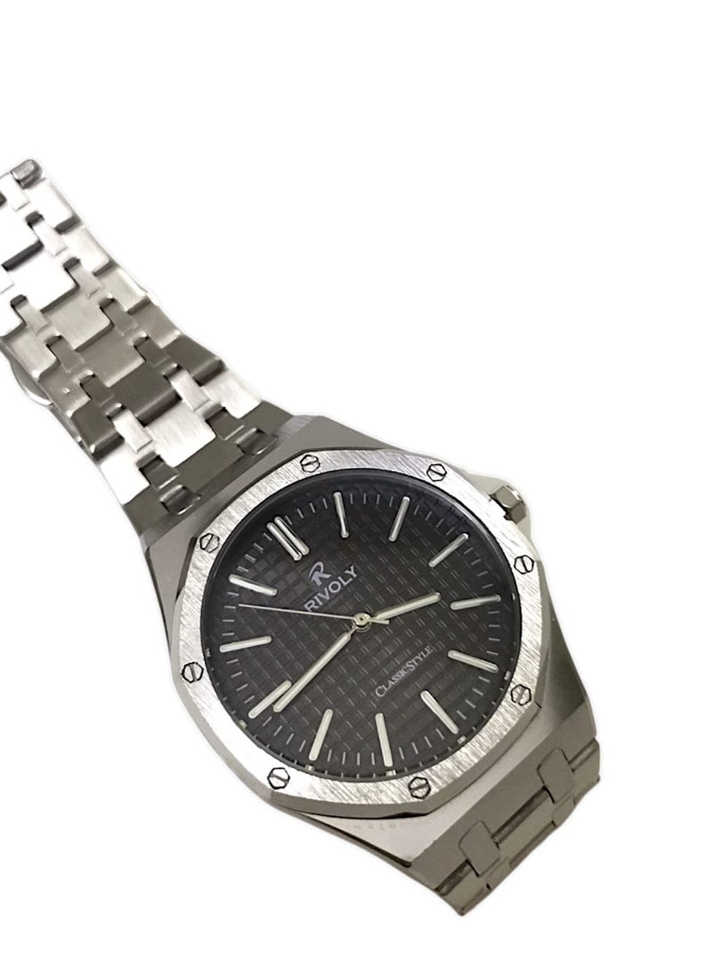 ريفولي ساعة يد للرجال من الستانلس ستيل بعرض انالوج وحركة كوارتز ، سهلة القراءة بتصميم عصري مقاوم للماء، ساعة يد كلاسيكية فاخرة بواجهة كبيرة - Image 5