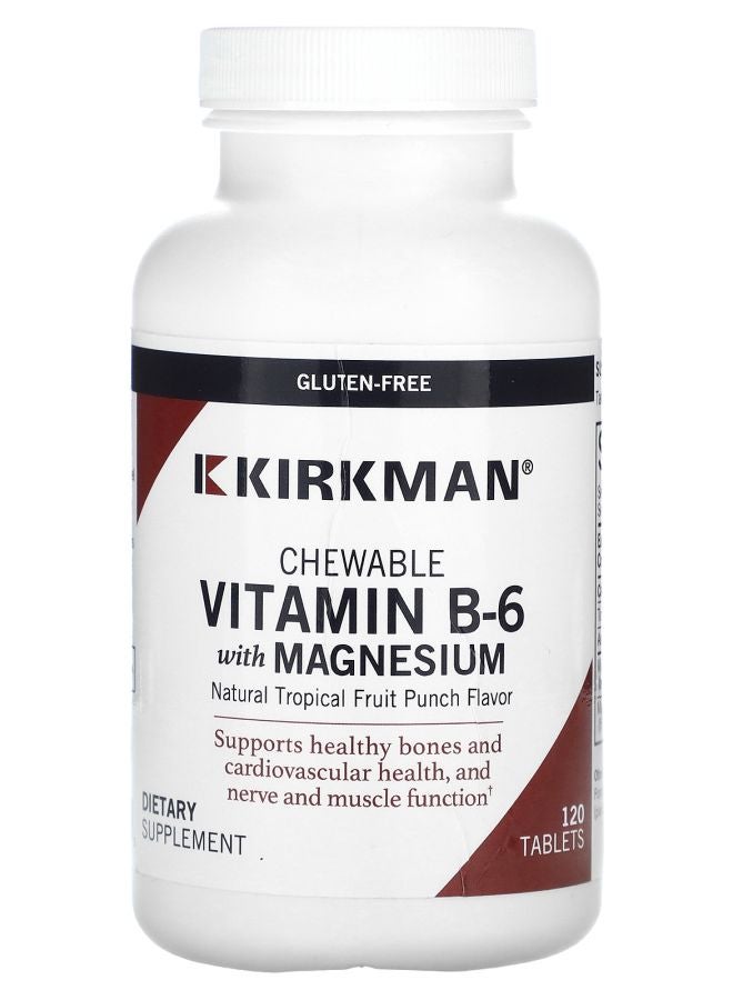 Kirkman Labs Chewable Vitamin B-6 with Magnesium Natural Tropical Fruit Punch 120 Tablets
