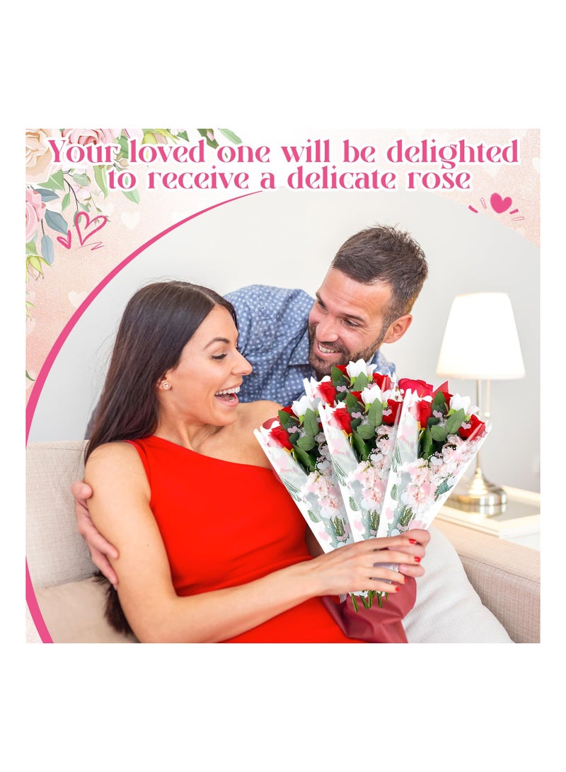 KASTWAVE 100 Pcs Flower Bags for Loving Heart Bouquets Plastic Bouquet Bags Flower Cellophane Bouquet Sleeve Bag Wrap for Mother's Day Wedding Graduation Bouquet Supplies, 3.5 x 11 x 17.7 inches(Pink) - Image 5