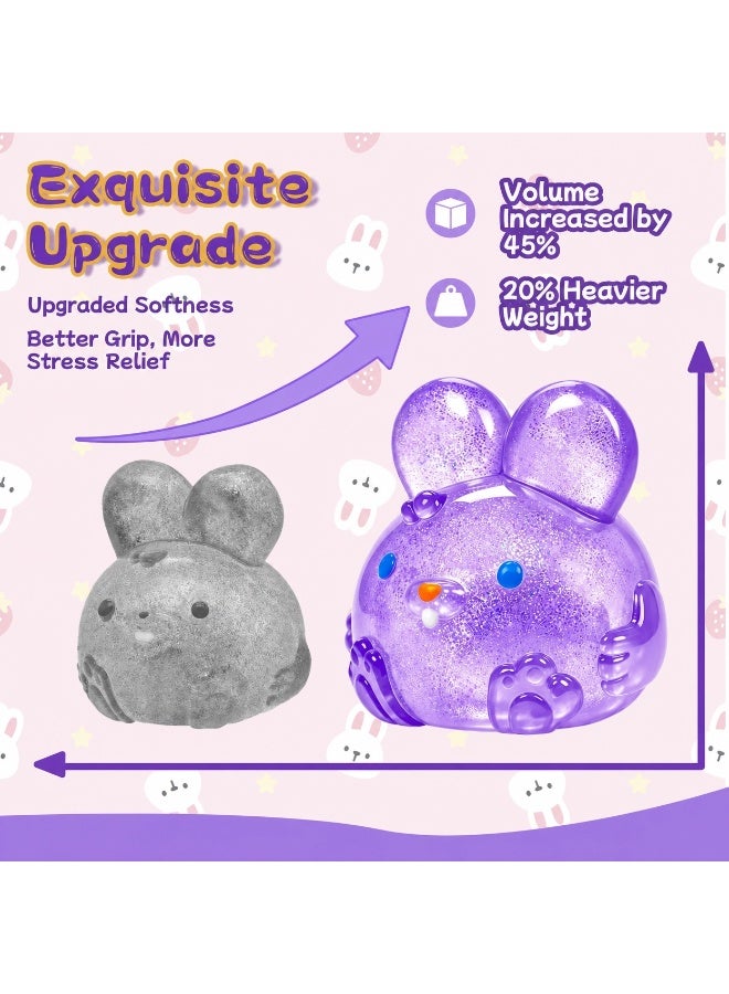 Jelly Hops Purple Glitter Bunny Squeeze Toy - Sensory Fidget for Stress Relief, Kids & Adults - Image 2