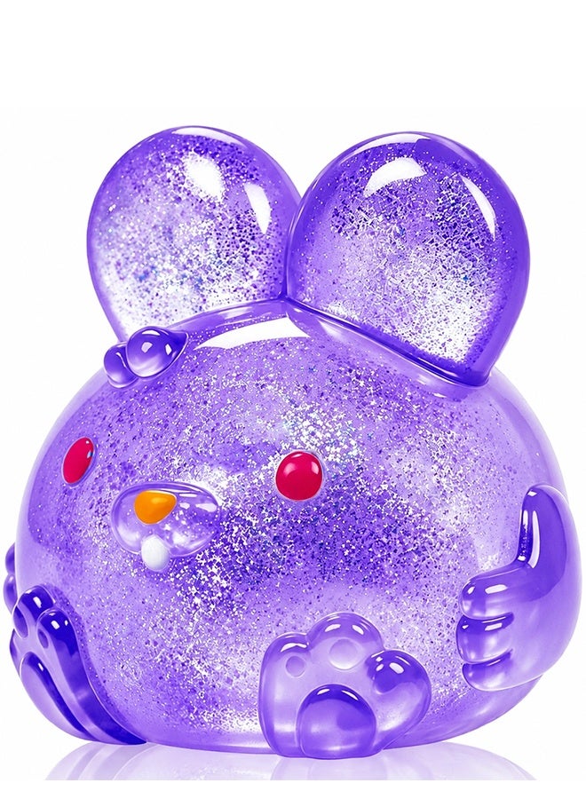 Jelly Hops Purple Glitter Bunny Squeeze Toy - Sensory Fidget for Stress Relief, Kids & Adults - Image 1