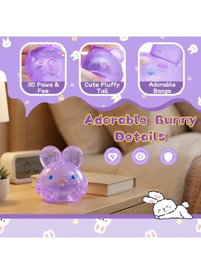 Jelly Hops Purple Glitter Bunny Squeeze Toy - Sensory Fidget for Stress Relief, Kids & Adults - Image 3