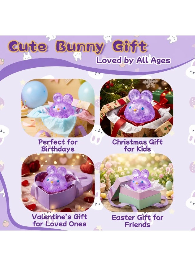 Jelly Hops Purple Glitter Bunny Squeeze Toy - Sensory Fidget for Stress Relief, Kids & Adults - Image 4