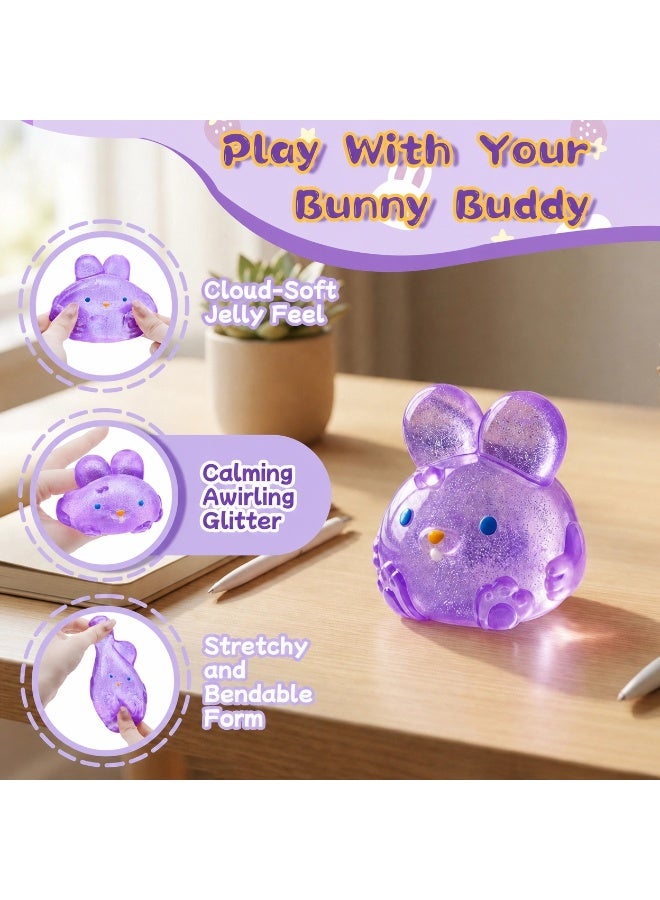 Jelly Hops Purple Glitter Bunny Squeeze Toy - Sensory Fidget for Stress Relief, Kids & Adults - Image 5