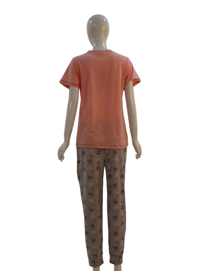 JOANNA JOANNA Women's I'm Not Sleeping I'm Resting My Eyes Print Short Sleeve Shirt & Long Pants Pajama Set, Baby Pink - Image 5