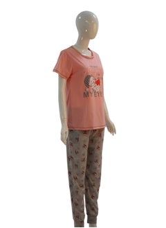 JOANNA JOANNA Women's I'm Not Sleeping I'm Resting My Eyes Print Short Sleeve Shirt & Long Pants Pajama Set, Baby Pink  - Image 4