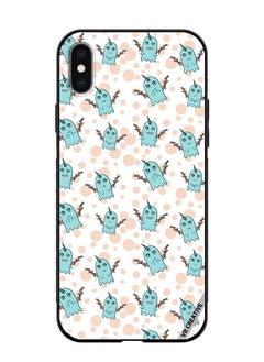 Protective Case Cover For Apple iPhone XS Max White Background, Pattern Cute Blue Monsters, Emotions Stickers Design Multicolour