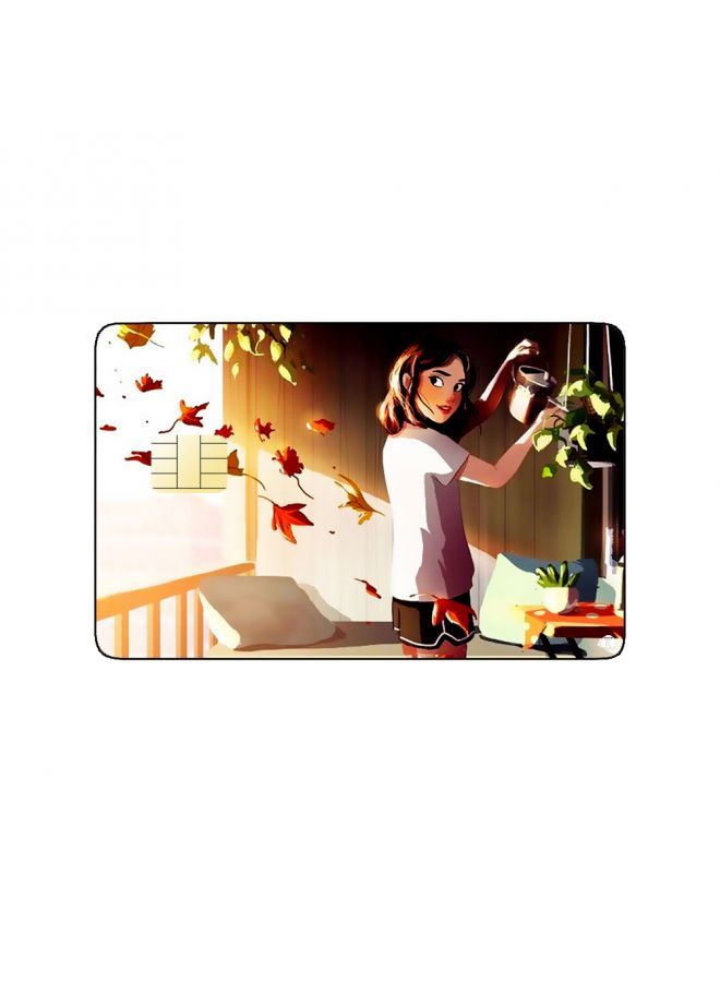 RKN PRINTED BANK CARD STICKER Cute Girl Drawing With Dog - Image 1