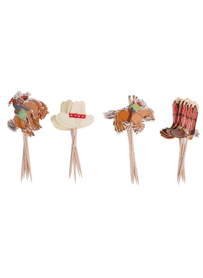 iMagitek 48 Pack Western Cowboy Cupcake Toppers Picks Cake Decorations for Birthday Party, Baby Shower - Image 1
