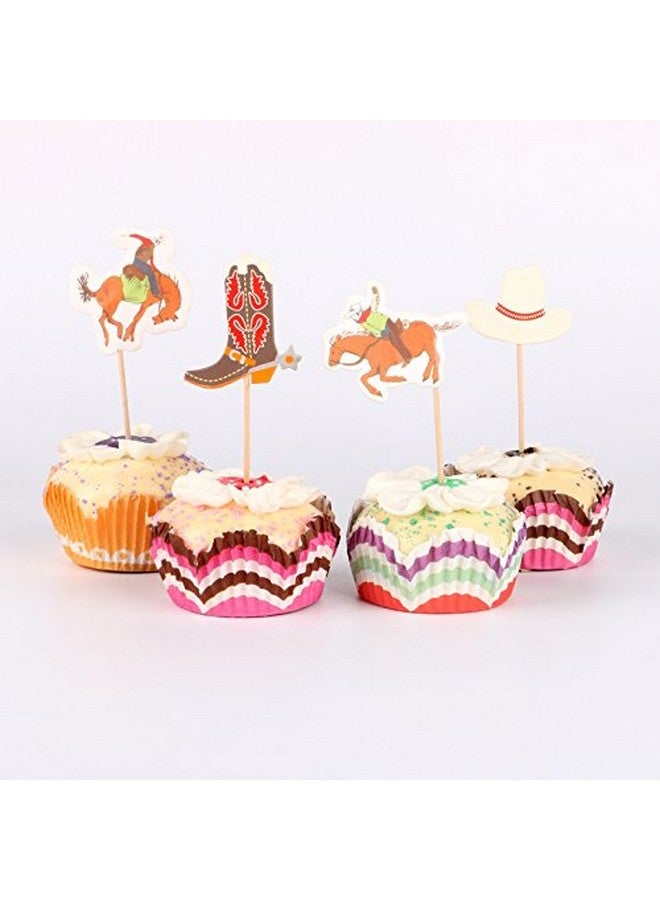 iMagitek 48 Pack Western Cowboy Cupcake Toppers Picks Cake Decorations for Birthday Party, Baby Shower - Image 3