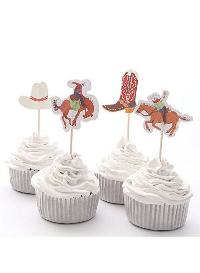 iMagitek 48 Pack Western Cowboy Cupcake Toppers Picks Cake Decorations for Birthday Party, Baby Shower - Image 2