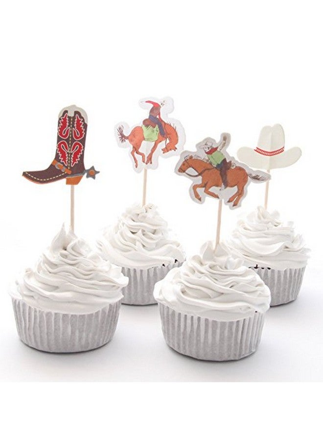 iMagitek 48 Pack Western Cowboy Cupcake Toppers Picks Cake Decorations for Birthday Party, Baby Shower - Image 4