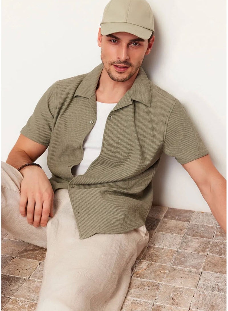 trendyol Green Apache Collar Summer Shirt - Regular Fit TMNSS23GO00105 - Image 1