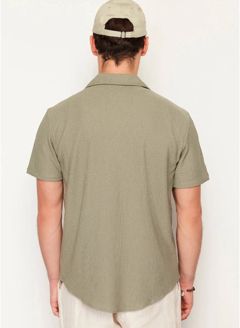 trendyol Green Apache Collar Summer Shirt - Regular Fit TMNSS23GO00105 - Image 3