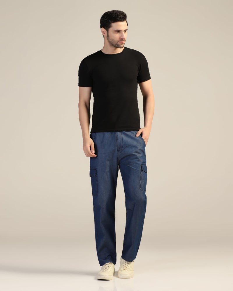 TAGDO® Men's Straight Fit Cotton Cargo Jeans Pant (Denim-Cargo-2040-Blue-32) - Image 2