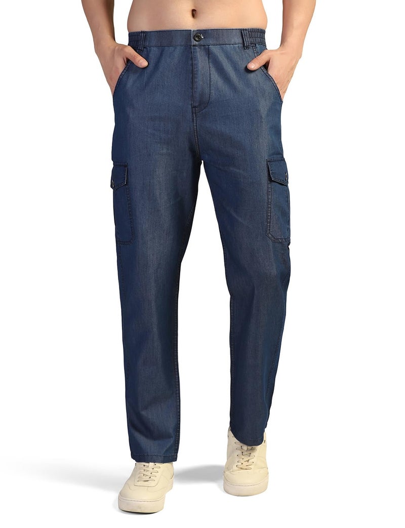 TAGDO® Men's Straight Fit Cotton Cargo Jeans Pant (Denim-Cargo-2040-Blue-32) - Image 1