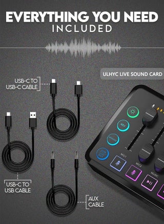 خلاط صوت للألعاب عالي الدقة مع واجهة صوت قابلة لإعادة الشحن وخلاط RGB مع واجهة ميكروفون XLR وقوة فانتوم 48 فولت للبث الصوتي/التسجيل - view 3