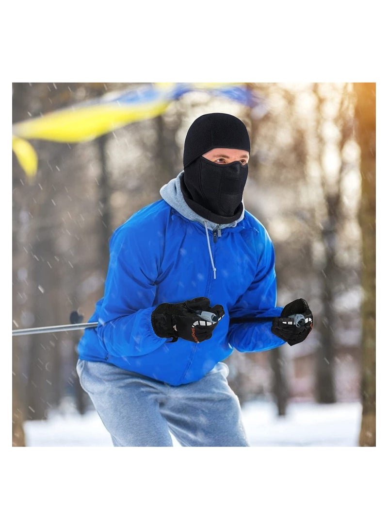 SYOSI Balaclava Ski Mask Bicycle Motorcycle Balaclava Windproof Bike Face Masks Warm Breathable Balaclavas Winter Fleece Neck Warmer with Anti-Slip Thermal Gloves for Cycling Hiking Outdoor Unisex  - Image 2