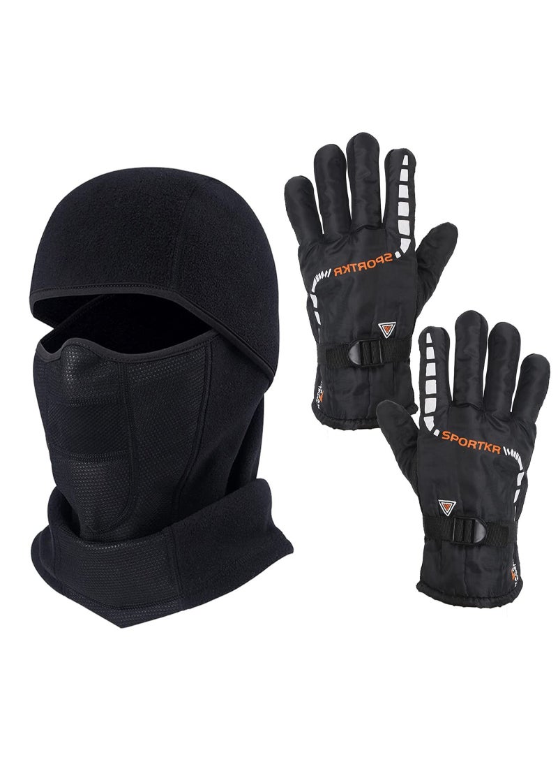 SYOSI Balaclava Ski Mask Bicycle Motorcycle Balaclava Windproof Bike Face Masks Warm Breathable Balaclavas Winter Fleece Neck Warmer with Anti-Slip Thermal Gloves for Cycling Hiking Outdoor Unisex  - Image 1