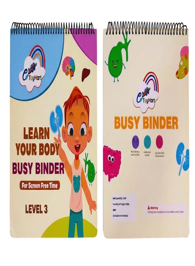 eToymart Busy Binder Book for Toddlers - Learn Your Body (Level 3) | Human Body Educational Book for Kids | Montessori Learning Busy Board & Activity Velcro Book for Kids 4-8 Years - Image 1