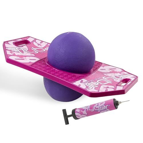 Flybar Pogo Trick Ball for Kids Trick Bounce Board for Boys and Girls Ages 6 Up to 160 lbs Includes Pump Easy to Carry Handle Durable Plastic Deck Indoor Outdoor Toy Pogo Jumper Pink Berry 2 - Image 1