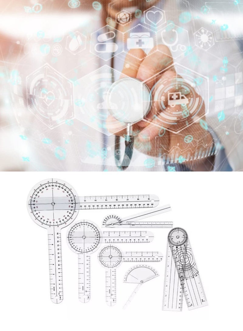 rocooart 6 PCS Medical Goniometer Set PVC Transparent Clear Scale 12/8/6 Inch Medical Spinal Goniometer Angle Protractor Wear Resistant Angle Ruler for Orthopedics - Image 5