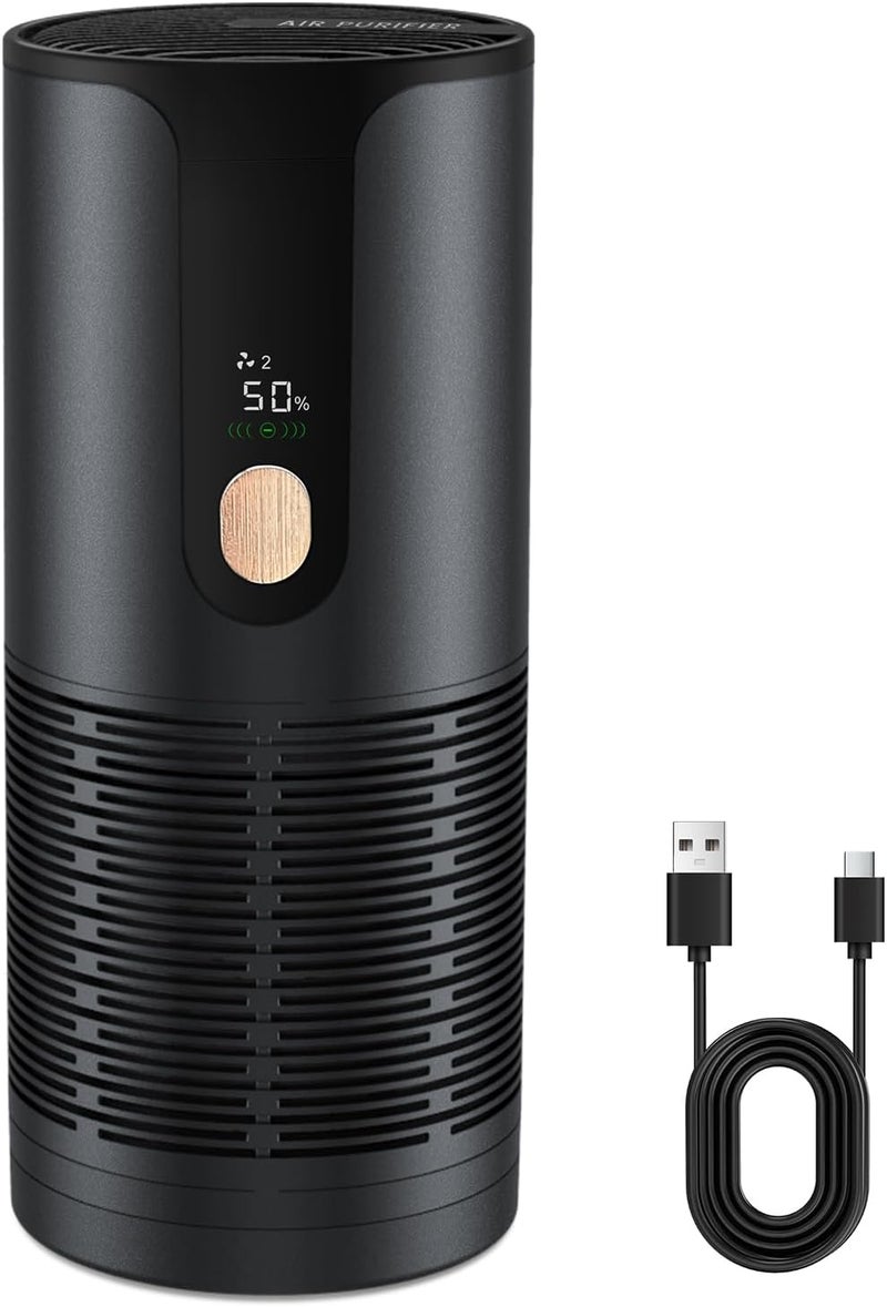 Arint Mini Car Air Purifier-True HEPA Portable Small Air Purifier 15dB Quiet Cordless for Smoke/Dust/Pet Hair with 3-Layer Filtration for Cars/Small Bedroom/Office/Desk/Travel (Black） - Image 1